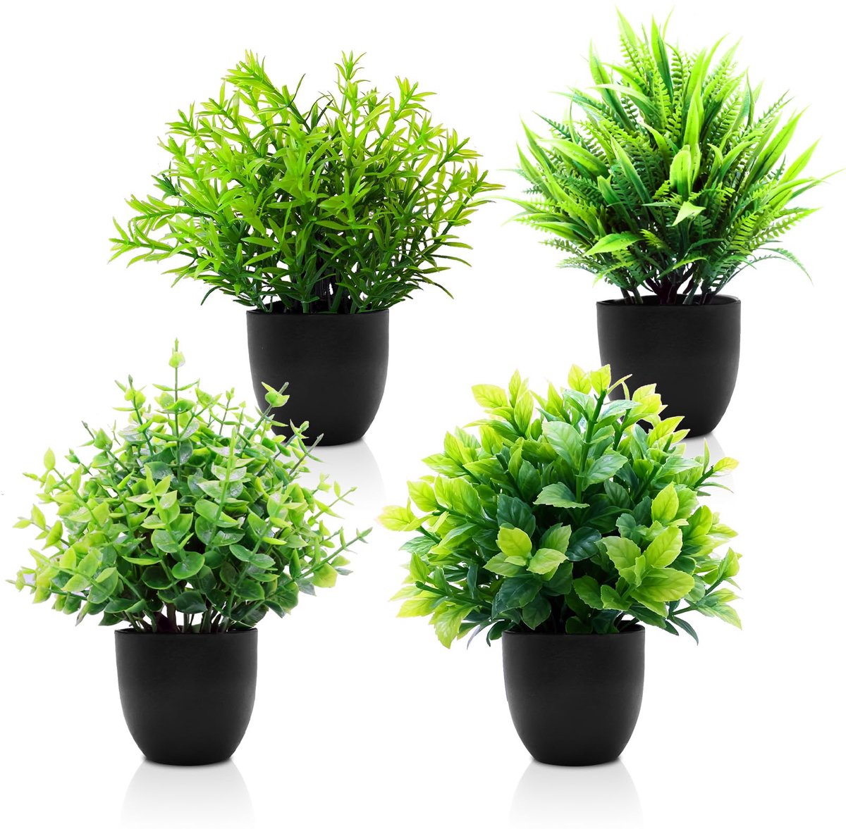 Unyqoos Set van vier levensechte kunstplanten voor binnen en buiten decoratie groen