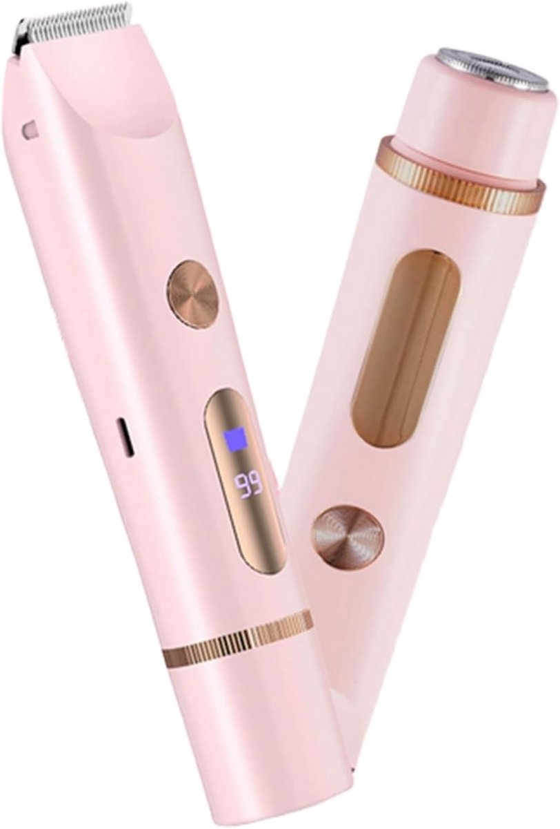 2-in-1 elektrisch scheerapparaat voor vrouwen, intieme trimmer, bikinilijntrimmer, gezicht, benen, oksels en scheerapparaat voor vrouwen, waterdicht