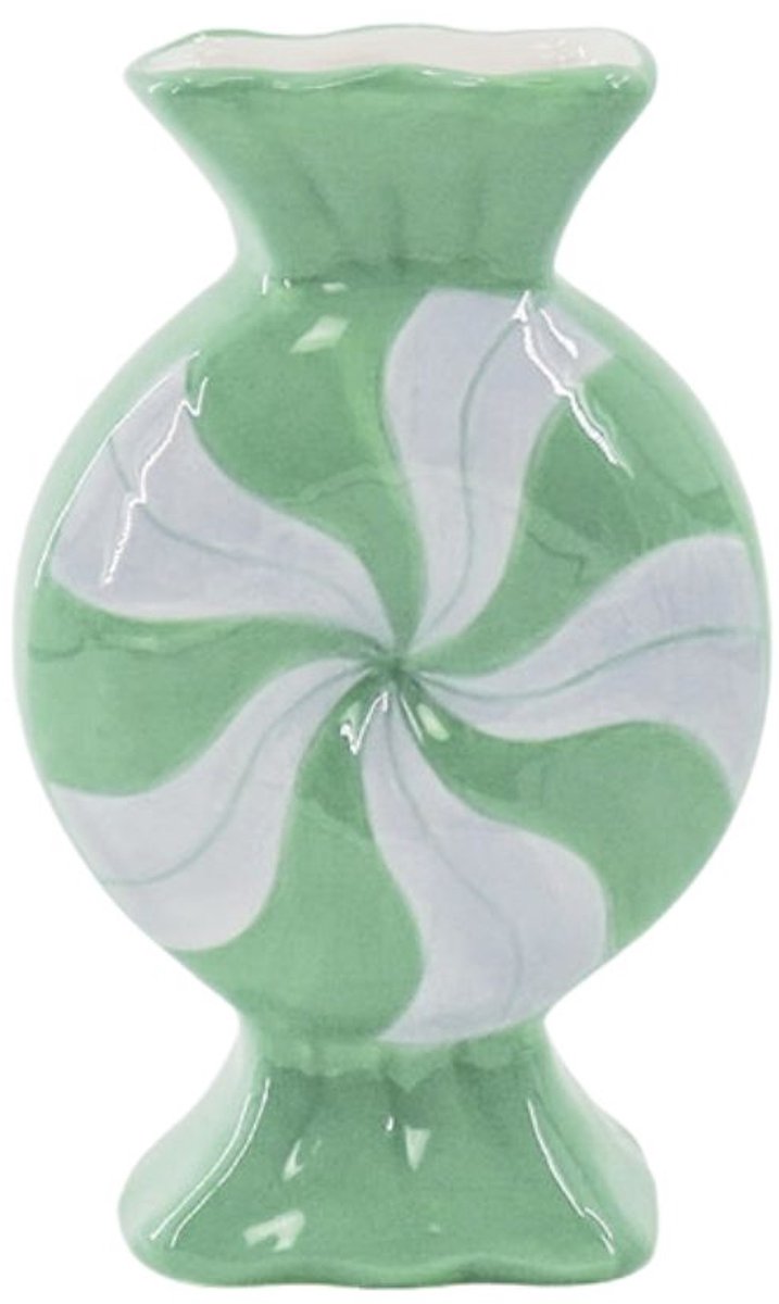 Housevitamin Bloemenvaas- Toffee snoepje- Keramiek- Lila/ Mint- 12x6,5x20cm Lila, Mint