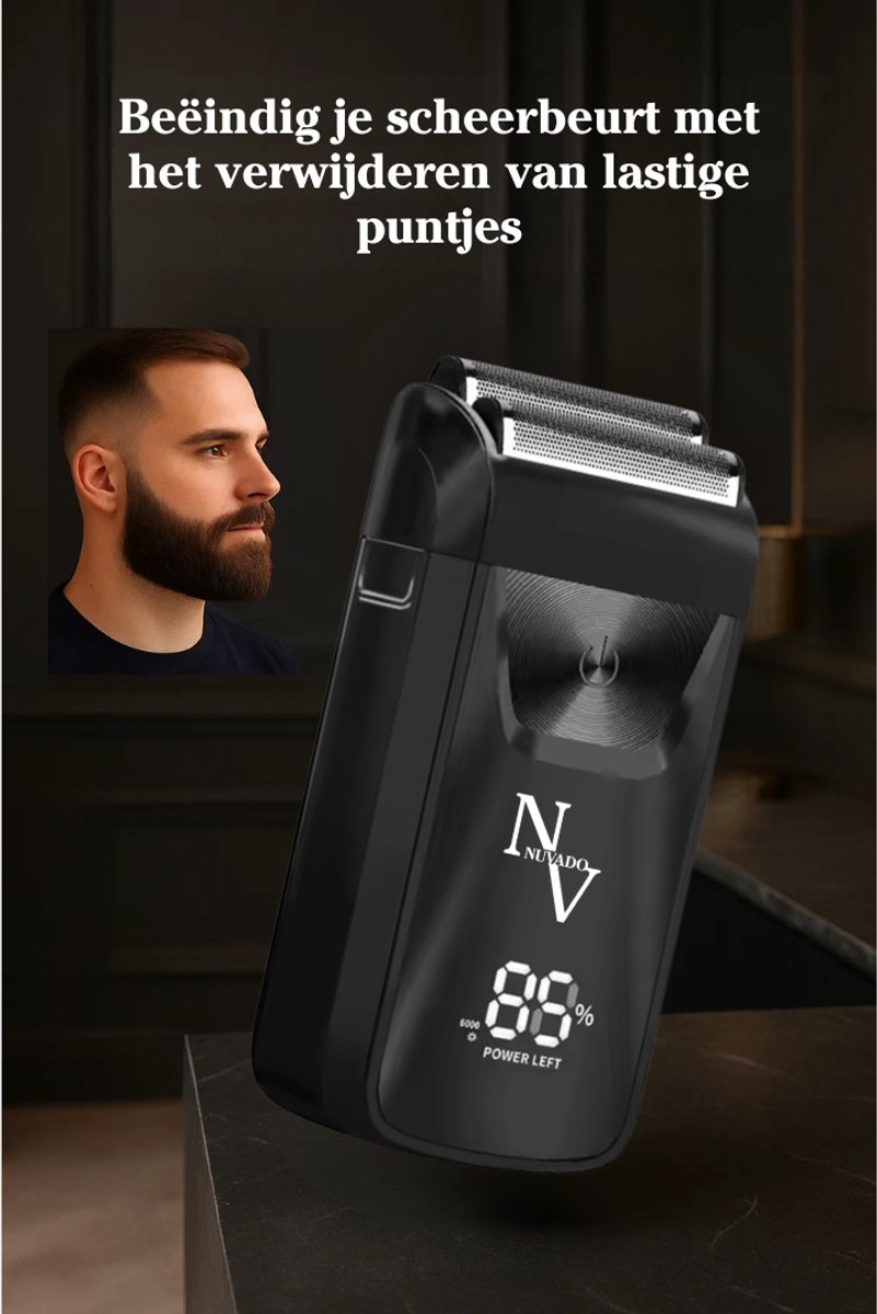 Nuvado Foil Shaver Dubbel - LED - Zwart - Blade Elektrisch - afbeelding 2
