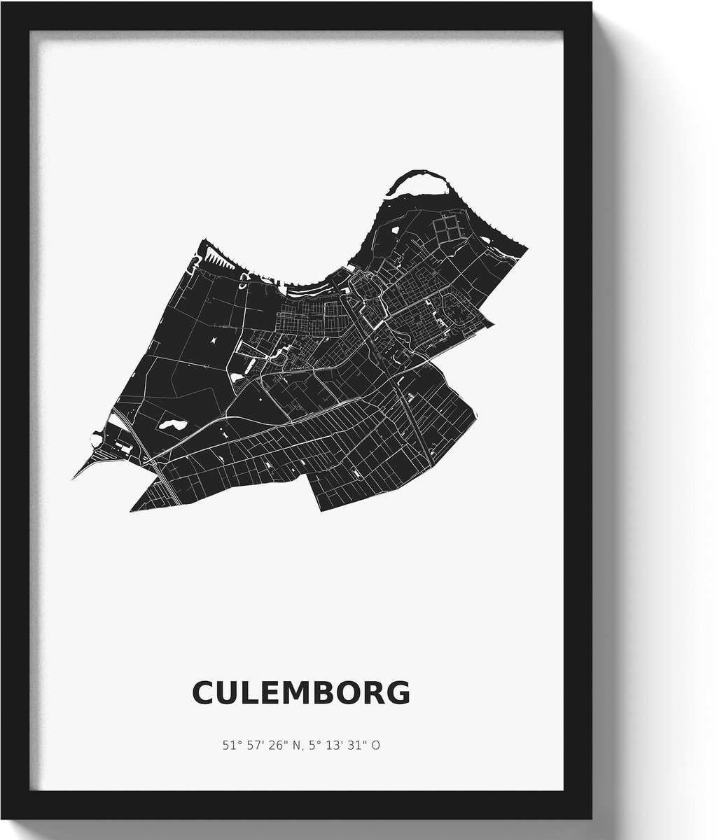 Poster Culemborg A3 - 30 x 42 cm - Zwart/Wit (Exclusief Lijst)