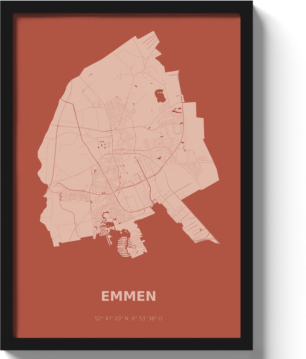 Poster Emmen A3 - 30 x 42 cm - Rood (Exclusief Lijst)