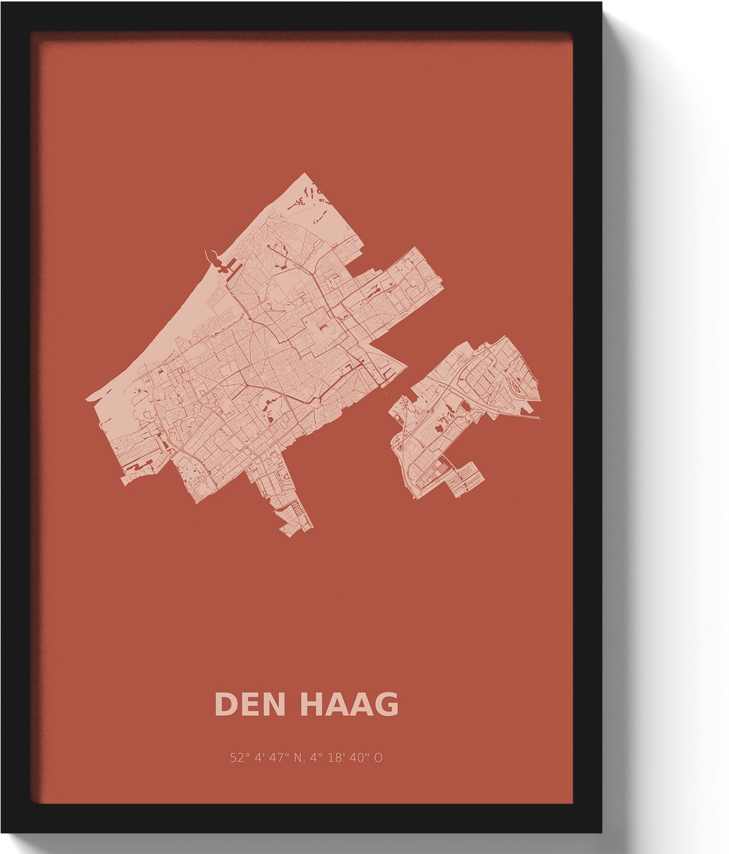 Poster Den haag A3 - 30 x 42 cm - Rood (Exclusief Lijst)
