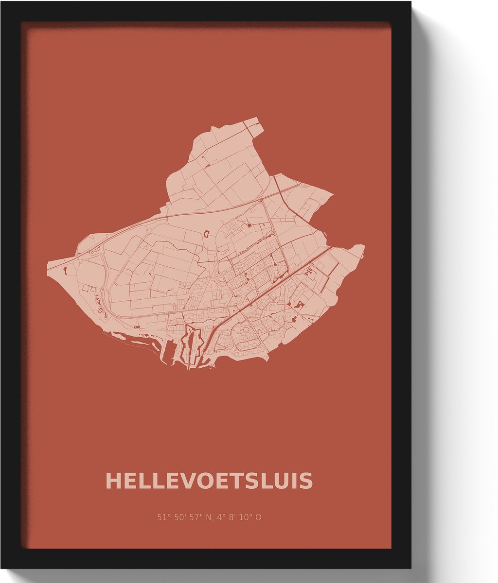 Poster Hellevoetsluis A3 - 30 x 42 cm - Rood (Exclusief Lijst)