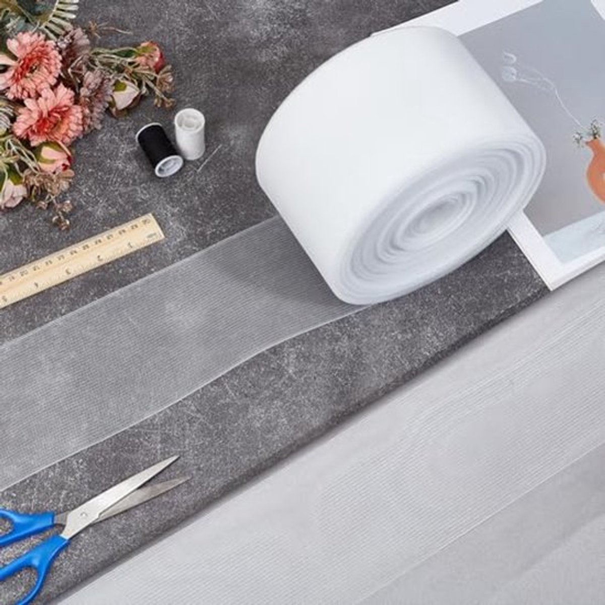 50 m Doorschijnende Gordijn Buckram - 10,2 cm Close-meshed Witte Tape - Naaibare Stoffen Voor Gordijnen