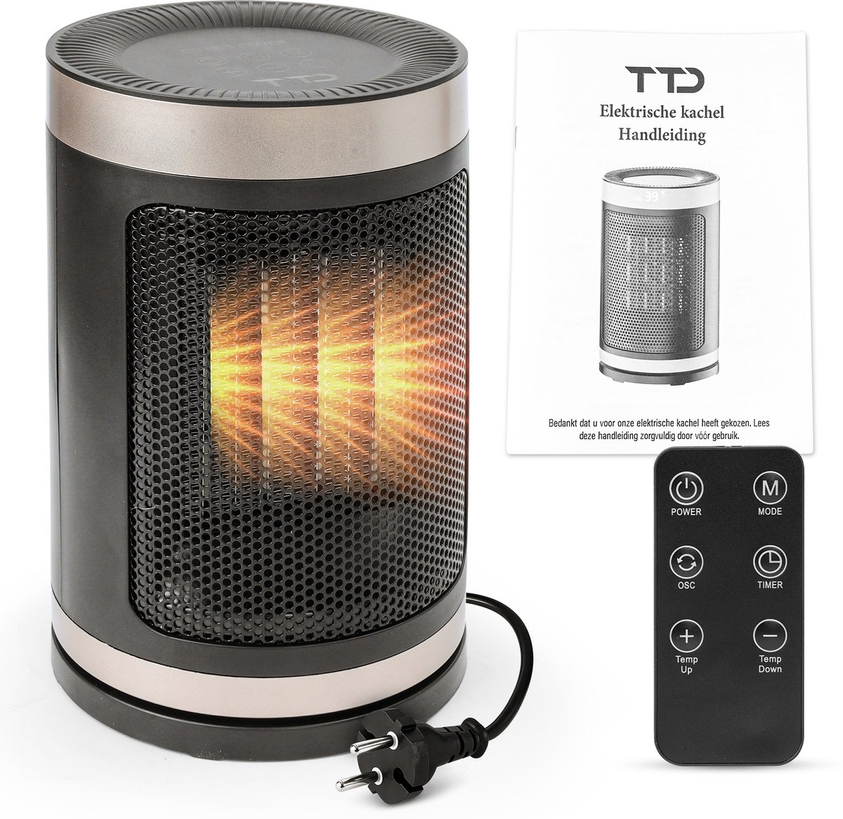 TTD® Elektrische Kachel - 70° Oscillatie - 15–40 °C - Rond