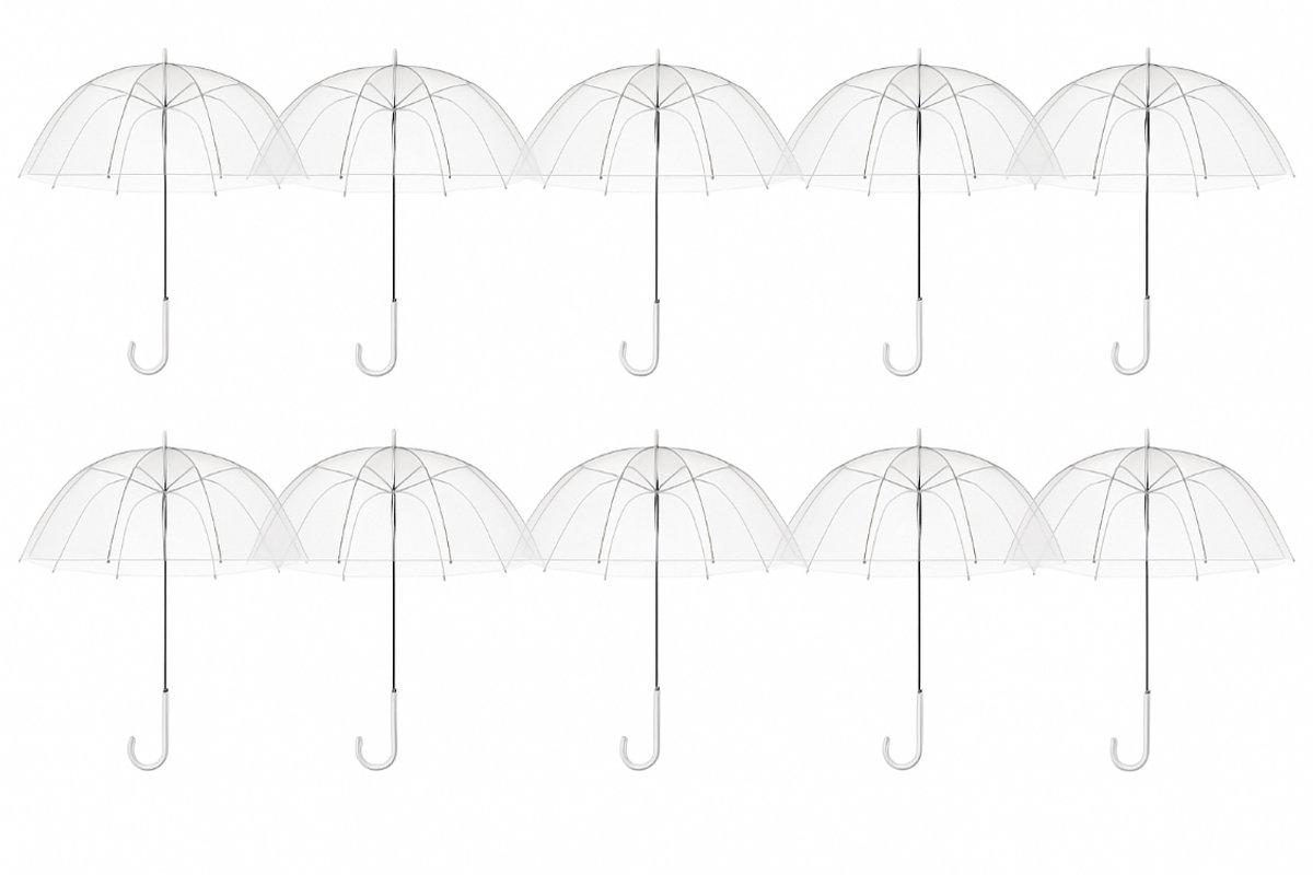 Muntel® Transparante Paraplu - Doorzichtig - Voor Volwassenen - Ø 94 cm - 10 stuks