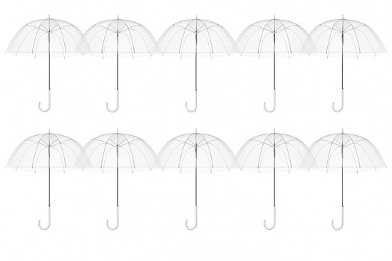 Muntel® Parapluie Transparent - Transparent - Pour Adultes - Ø 94 cm - 10 pièces