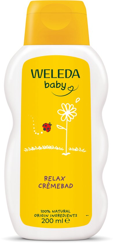 Weleda Baby Calendula Relax Crèmebad - Lavendel & Neroli - Baby Badolie - Kalmerende, Ontspannende Geur - Reinigt, Verzorgt & Kalmeert - 100% Natuurlijke Ingrediënten - 200ml