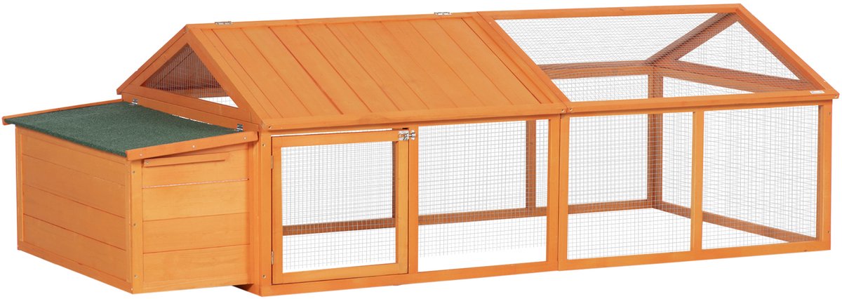 Pawhut Chicken Coop-Vurenhout, Metaal-240L x 112,5B x 76H cm-Oranje