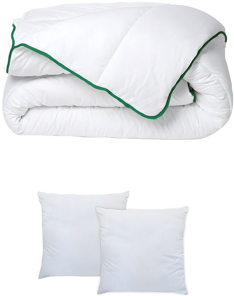Vente-unique Set gematigd dekbed 220 x 240 + 2 hoofdkussens 60 x 60 cm - Natuurlijke antimijtbehandeling Greencare - AZYLIA II