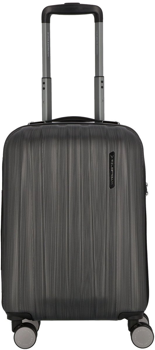 Polestream Moonrock 4 wielen Cabinewagen S 55 cm met uitbreidingsplooi - Harde bagage - TSA slot - black brushed