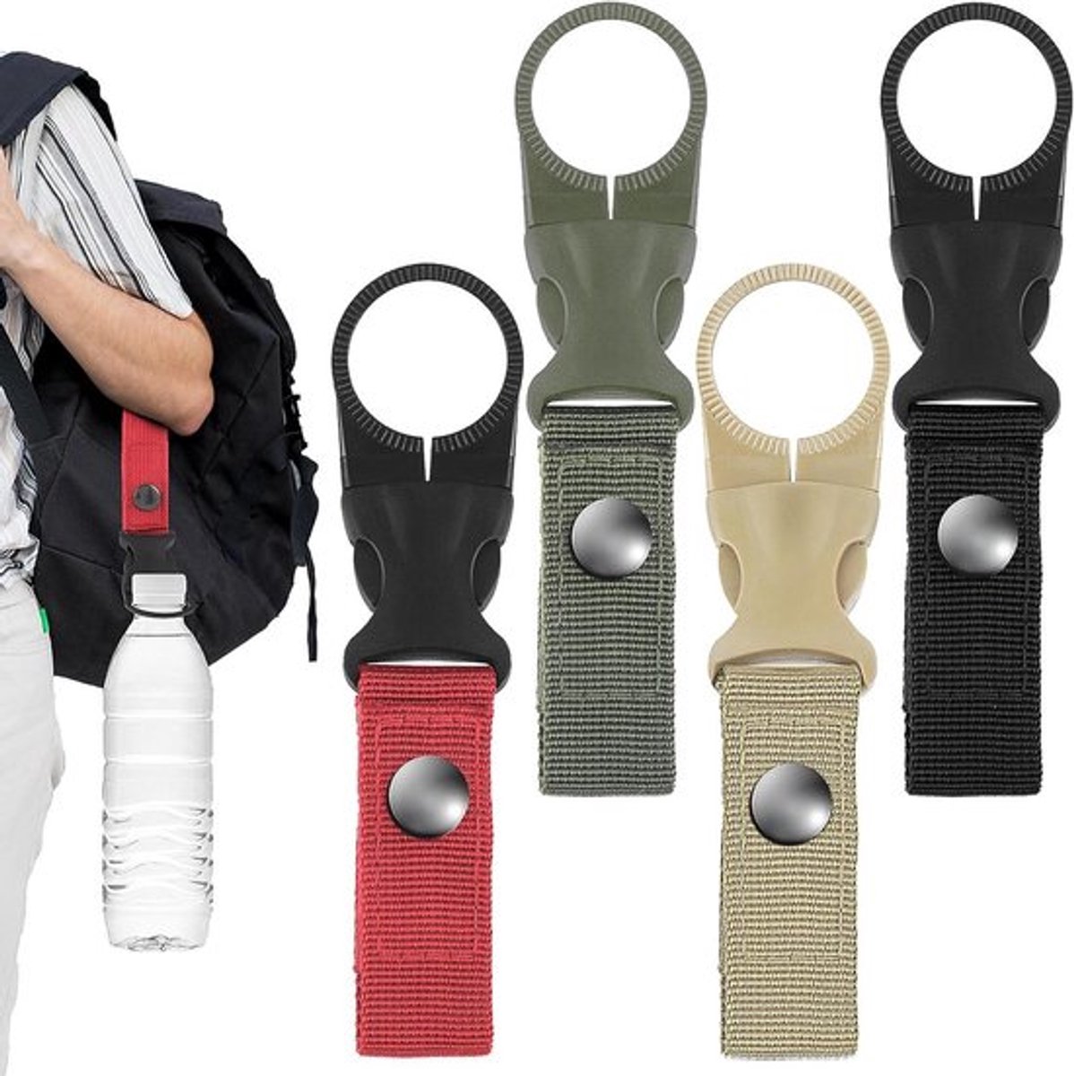 4-pack nylon bidonhouderclip rugzakhouderhaak karabijnhaakriem voor kamperen wandelen reizen vissen