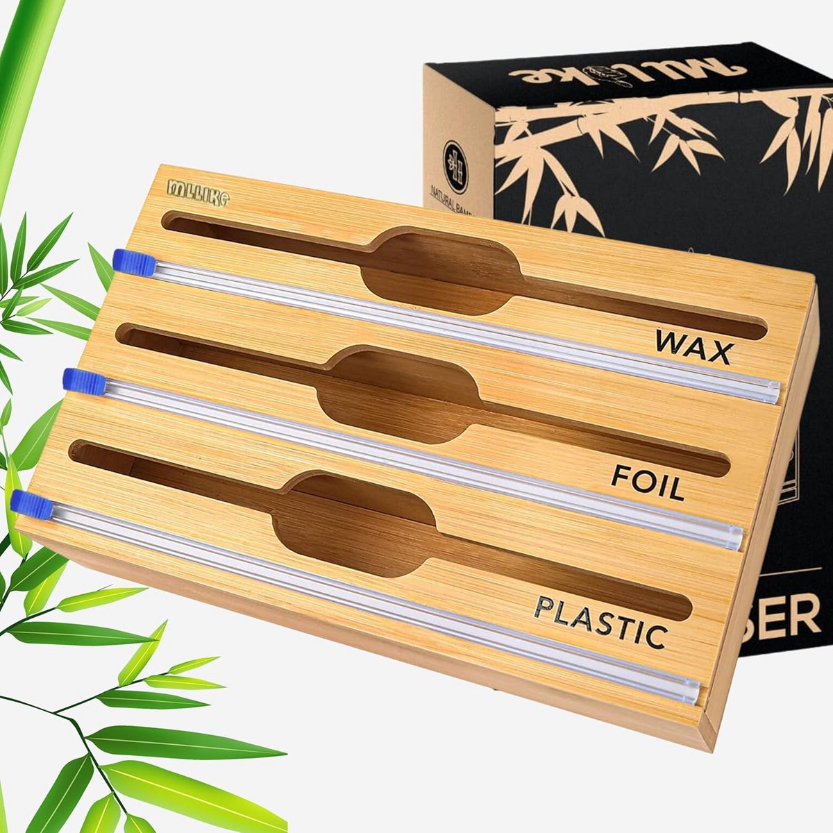 Aluminium keukenrolhouder met 3-in-1 foliedispenser van bamboe