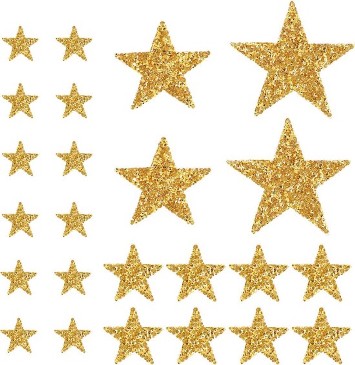 24 stuks gouden strassteentjes sterren om op te strijken - glittersterren opnaai-opstrijkplaatjes
