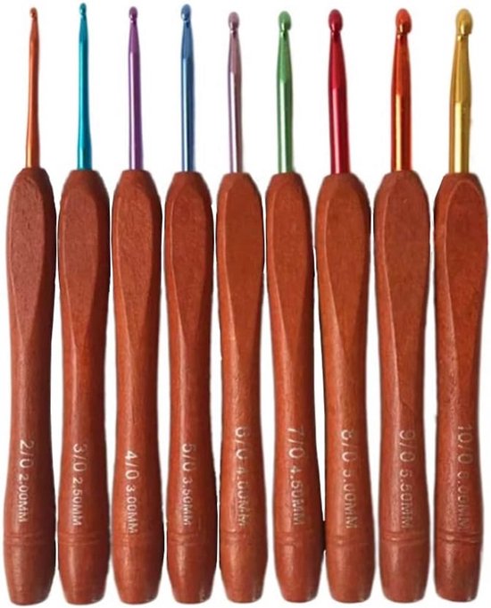 Lusofie 9 maten ergonomische haaknaald set 5,5 inch lange haaknaald breinaalden voor beginners artritische handen (2,5-6 mm