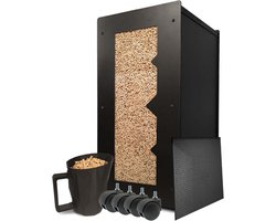 Granulaatbox voor houtpellets - 55 kg opslagcapaciteit - inklapbaar met wielen - biologisch afbreekbaar schepje - gehard glas en thermohardende verf - Made in France