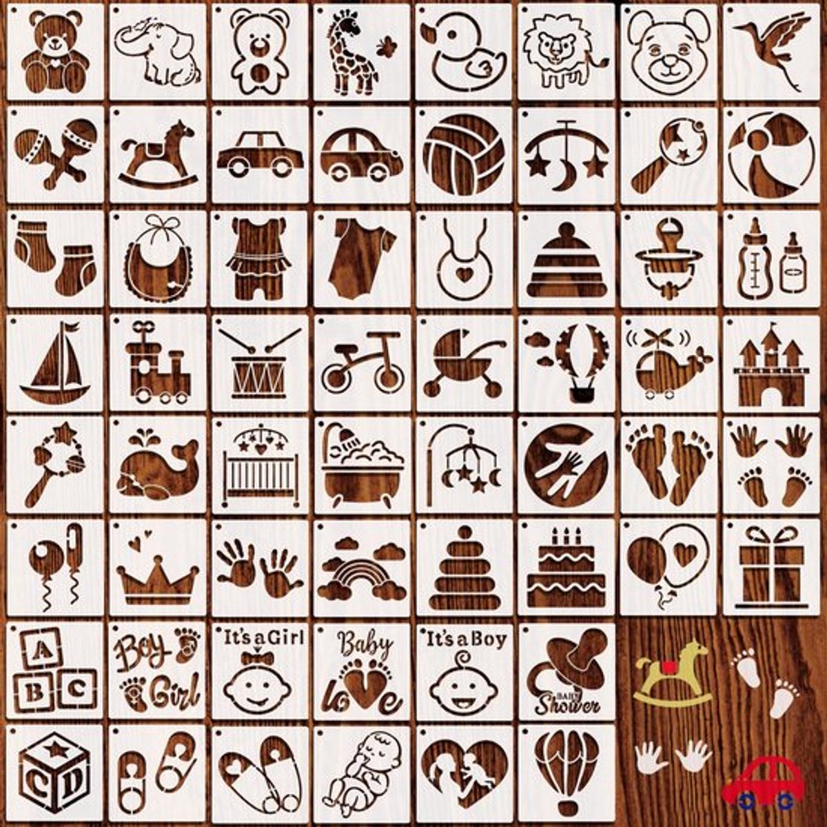 60 Herbruikbare Schildersjablonen - 3x3 Inch - Voor Knutselen en Decoratie