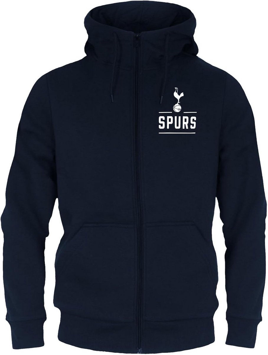 Mannelijke fleece hoodie met rits, officiële Tottenham Hotspur FC voetbalgeschenken ontwerp, navy blauw, maat L