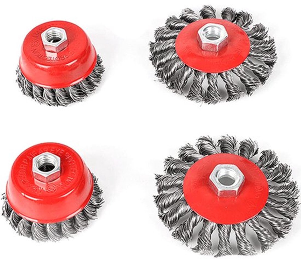 4Pcs Twist Knot Draadborstels Set - 115mm Geschikt voor Haakse Slijper - Robuuste Staalborstels