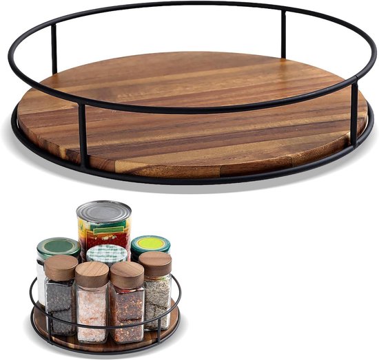 ESOYAWE Houten draaiplateau, 360 graden draaibaar, voor eettafel, 50, 60, 70, 80, 90, 100 cm, rond, met stille lagers