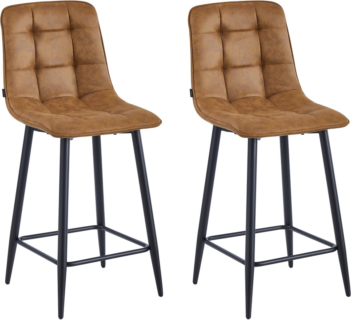 Colenis Luciano Barkruk - Set Van 2 - Cognac - Microfiber Stof - Microvezel - Industrieel