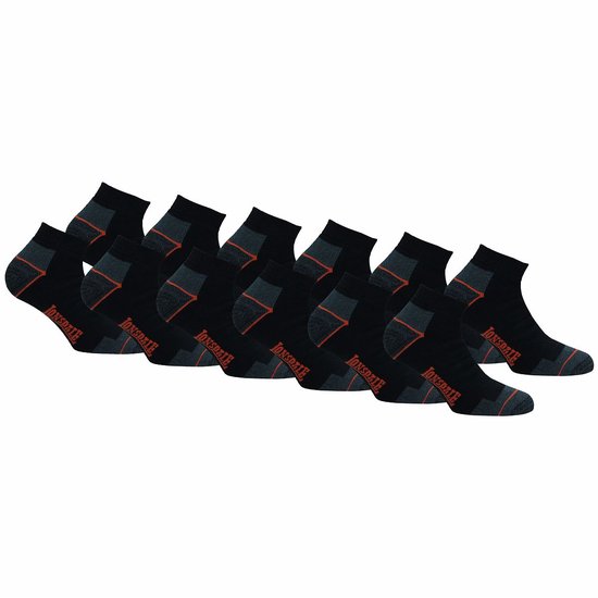 Lonsdale 12 Paires Chaussettes de Travail Courtes pour Hommes - Renforcées au Talon et à la Pointe - Coton Zwart 43-46