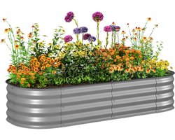 Outsunny verhoogde plantenbak - open bodem - metaal - zilver