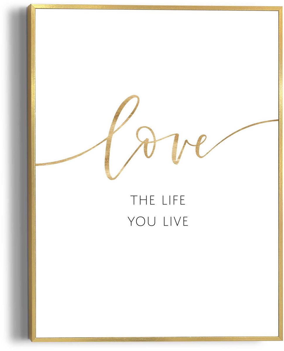 REINDERS Schilderij Life is Love - 40 x 30 - Hout - REINDERS goudkleurig Goud