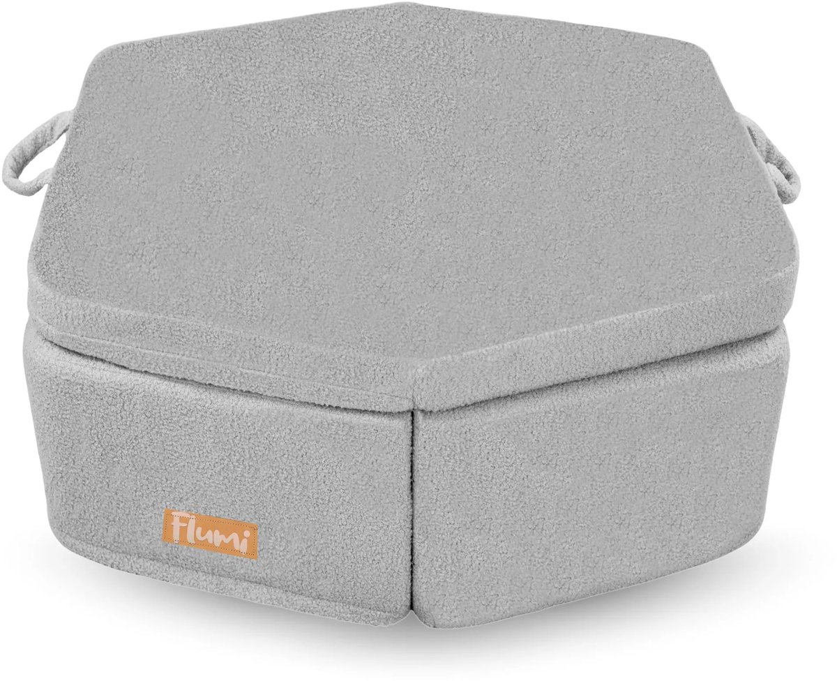 Flumi modulaire Montessori speelset - schuim speelmeubel van teddy stof voor kinderen - 6 elementen - grijs