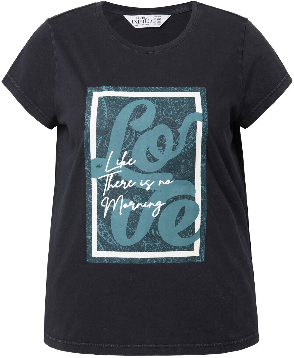 Studio Untold - Dames - T-shirt classic model paisley-statement - Antraciet - Maat 54+