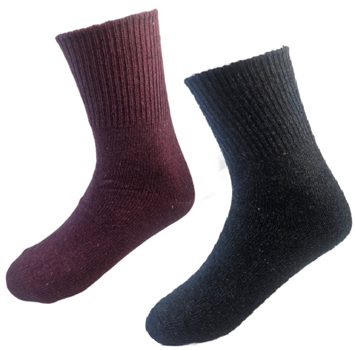 BamBella ® - 2 paar Sokken - Wol - maat 36-41 - Alpaca schaap warme wollen dikke winter sokken - thermo Dames Heren zwart rood