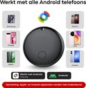 Zwarte Buzzy tracker omringd door diverse Android-telefoons: Samsung, Xiaomi, Google, Vivo, OPPO.