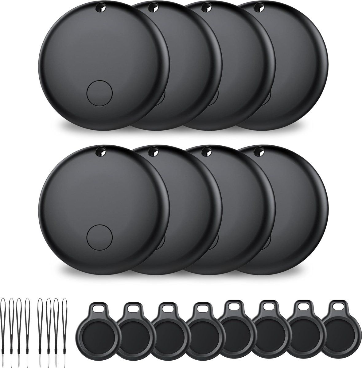 Buzzy GPS Tracker Android – 8 stuks - voor Hond en Kat - Werkt met Google 'Find Hub app' – Zonder Abonnement – GPS Tracker voor Auto, Hond, Kat, Kind & Bagage – Zwart