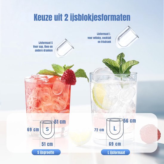 AMA® Ijsblokjesmachine - Zelfreinigende Ijsblokjesmaker, Ijsblokmaker - Draagbaar met Handvat - 22.5x29x29.5cm van Merkloos — afbeelding 2