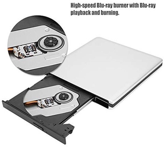 Externe USB 3.0 Blu-ray brander met 3D ondersteuning - Draagbare aluminium slimline schijf voor desktop en notebook — afbeelding 5
