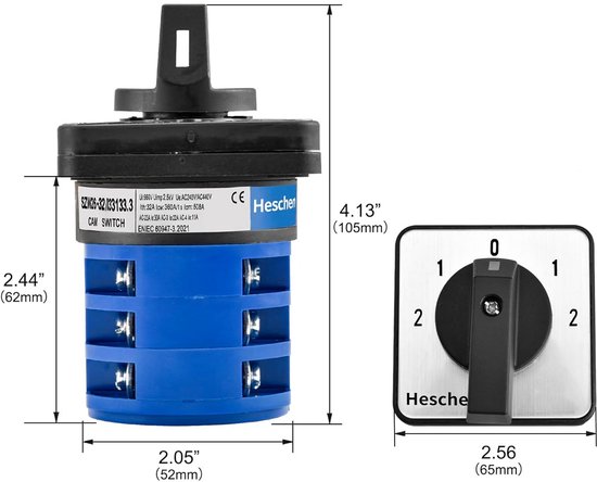 Universele Draaischakelaar 32A 3 Standen – 24 Schroefklemmen, 380V, Voor Motorsturing En Omschakeling