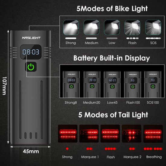 Fietsverlichting Set - 10000 Lumen LED Voorlicht Oplaadbaar - Met Hoog- en Dimlicht - Inclusief Gratis Achterlicht - Voor Nachtritten — afbeelding 5