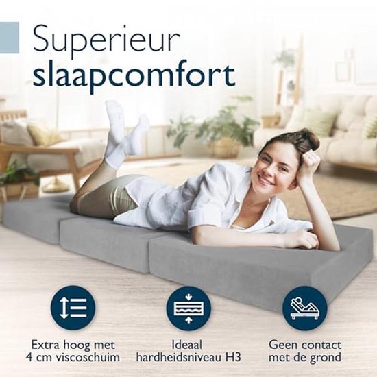 XXL Vouwmatras - Logeermatras Gastenbed - Comfortabel Slapen - Extra Dik Schuim - 140x200 cm - Grijs — afbeelding 5
