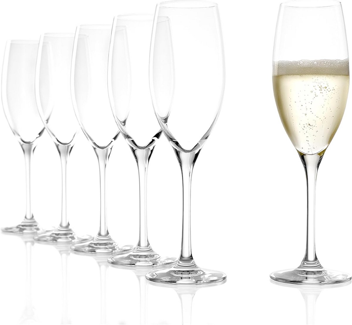 Champagneglazen Set van 6 – Elegante Kristallen Flûtes voor Prosecco & Mousserende Wijn – Vaatwasserbestendig