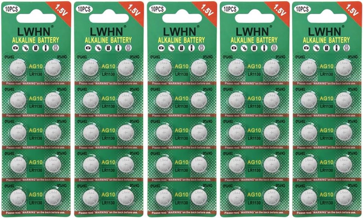 LR1130 Alkaline 1.5V Knopcelbatterijen - 50 Stuks