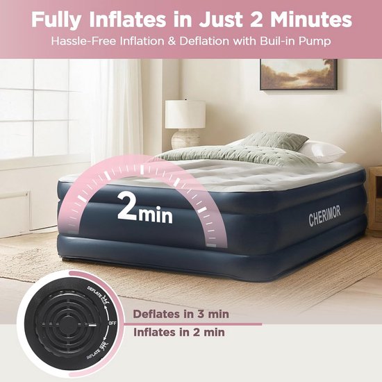 Luchmatras met Ingebouwde Pomp - 18 Inch Hoog, Snelle Inflatie, Geschikt voor Gasten en Kamperen van Intex — afbeelding 4