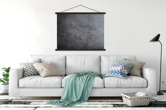 Posterhanger incl. Poster 120x90 cm - Schoolplaat - Industrieel - Beton - Grijs - Leisteen - Retro - Textielposter - Zwarte latten