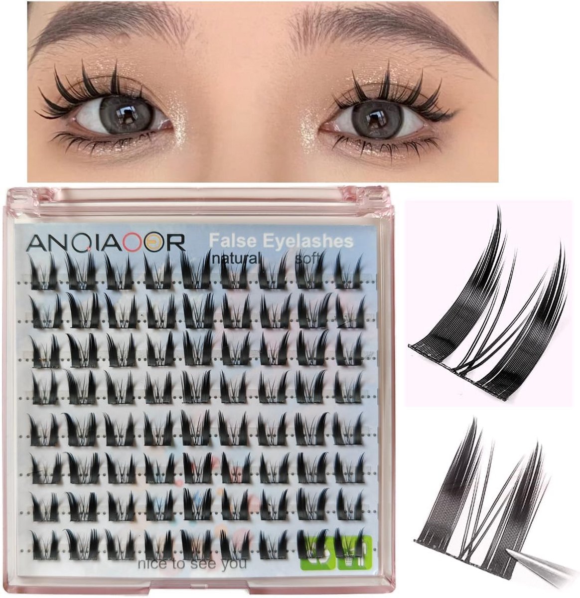 3D Valse Wimpers voor Kattenoog Effect - Natuurlijke C Curl Hybride Extensions - 12 Paar