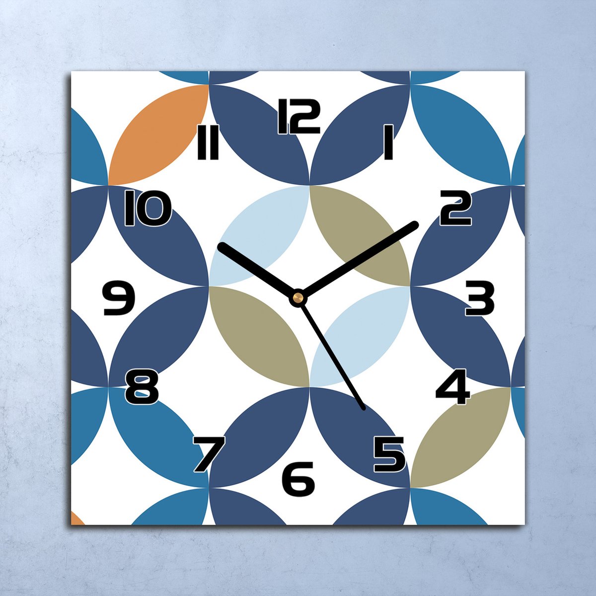 Coloray Wandklok - Geometrische bloemen Glazen Wandklok - 30x30 cm - Wit Wandklok - Wandklok Vierkant - Wandklok Industrieel - Wandklok Keuken - Stille Wandklok