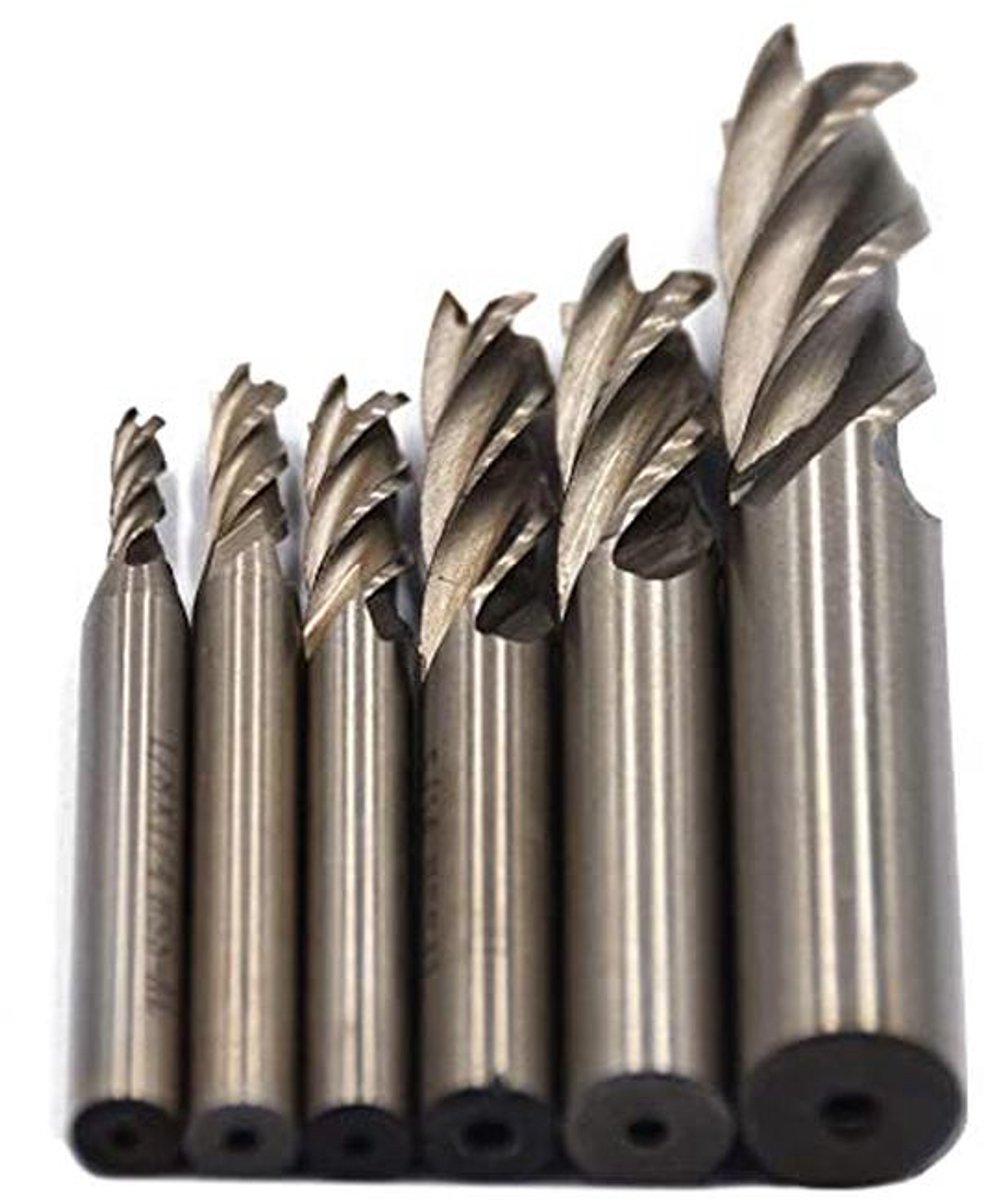 Set van 6 HSS Eindfrezen 1/8 tot 1/2 inch – Hoge Snelheid Staal