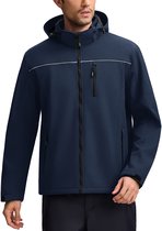 BUBW Softshell Jas 4 Seizoenen Heren - Winddicht - Waterdicht - Fleece Gevoerd - Maat XL - Outdoorjas - Tussenjas - Donkerblauw