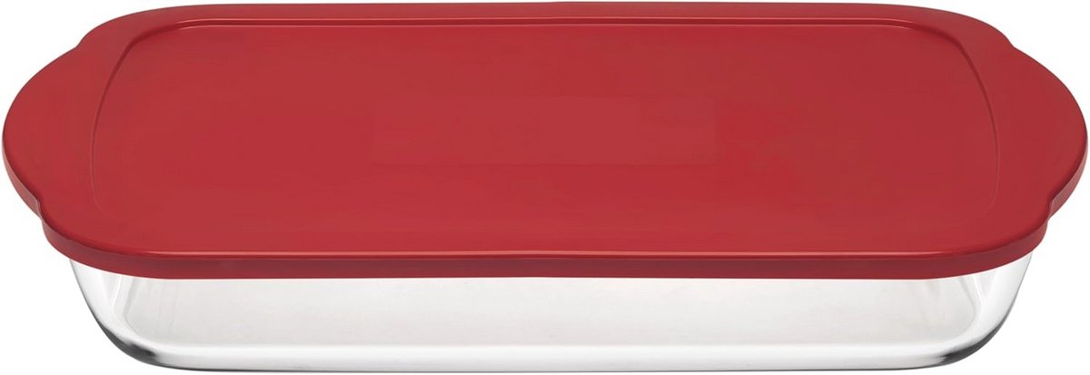 Rechthoekige Opbergdoos met Rood Deksel