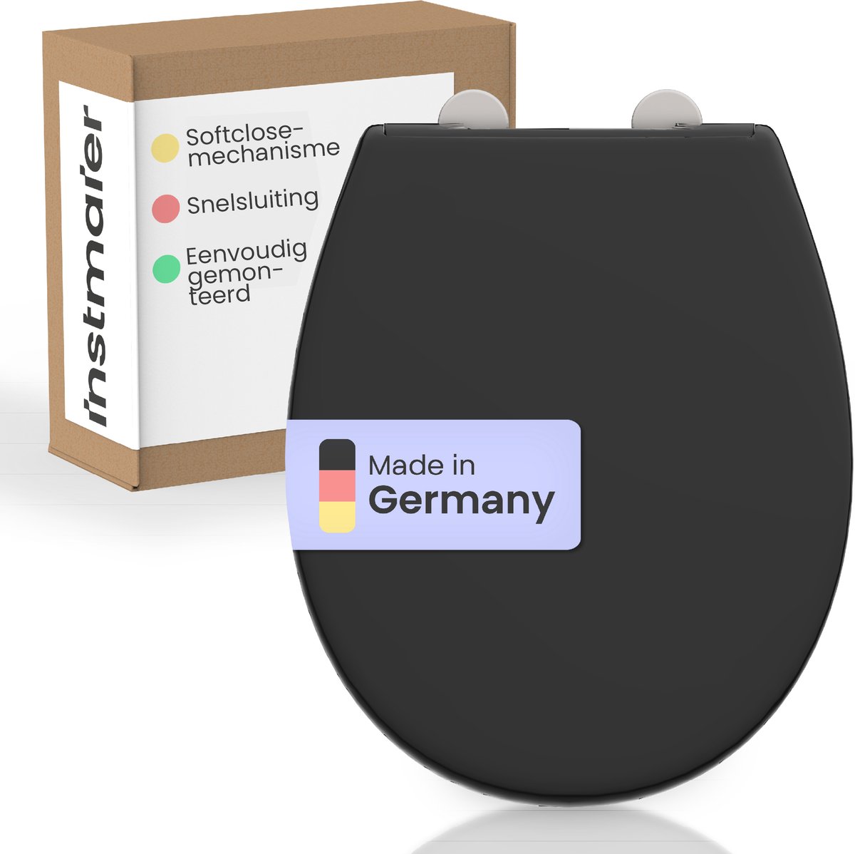 instmaier Alma - toiletzitting - Made in Germany - duroplast - ovale vorm - Zwart