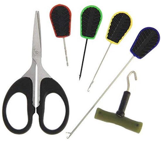 Hengelaccessoires 6-delige set - Vlechterschaartje, Aasgereedschap en Knooptrekker van Merkloos	 — afbeelding 2